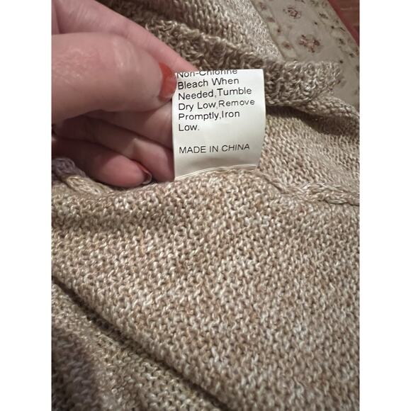 Beige Polyester Women’s Fringed Sweater Large - Picture 2 of 10